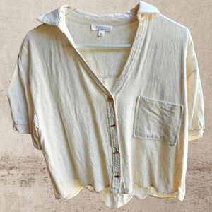 Kirious Los Angeles Linen Cream Button-Up Short Sleeve Shirt
